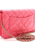 Caviar Quilted Wallet On Chain WOC Dark Pink