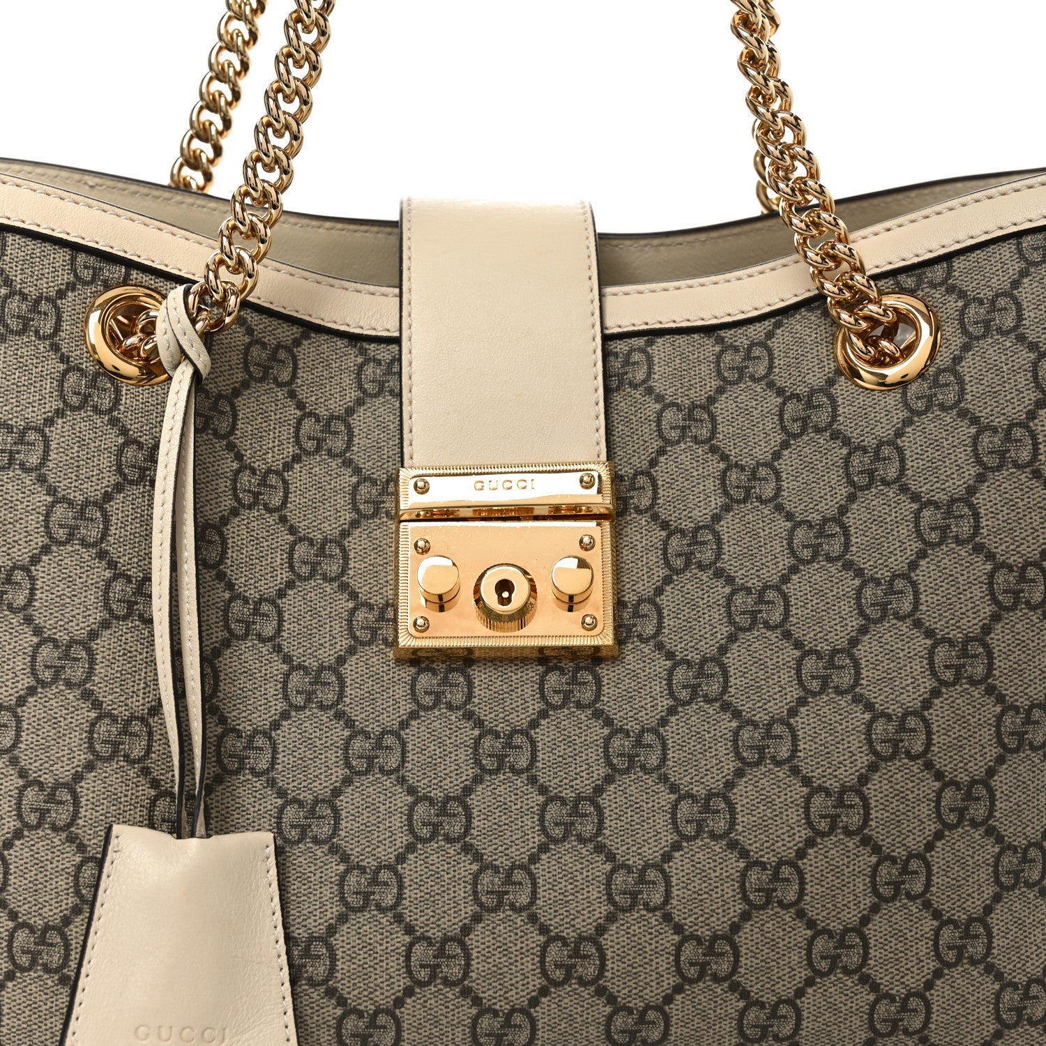 GG Supreme Monogram Medium Padlock Tote White