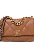 Lambskin Quilted Medium CHNL 19 Flap Brown