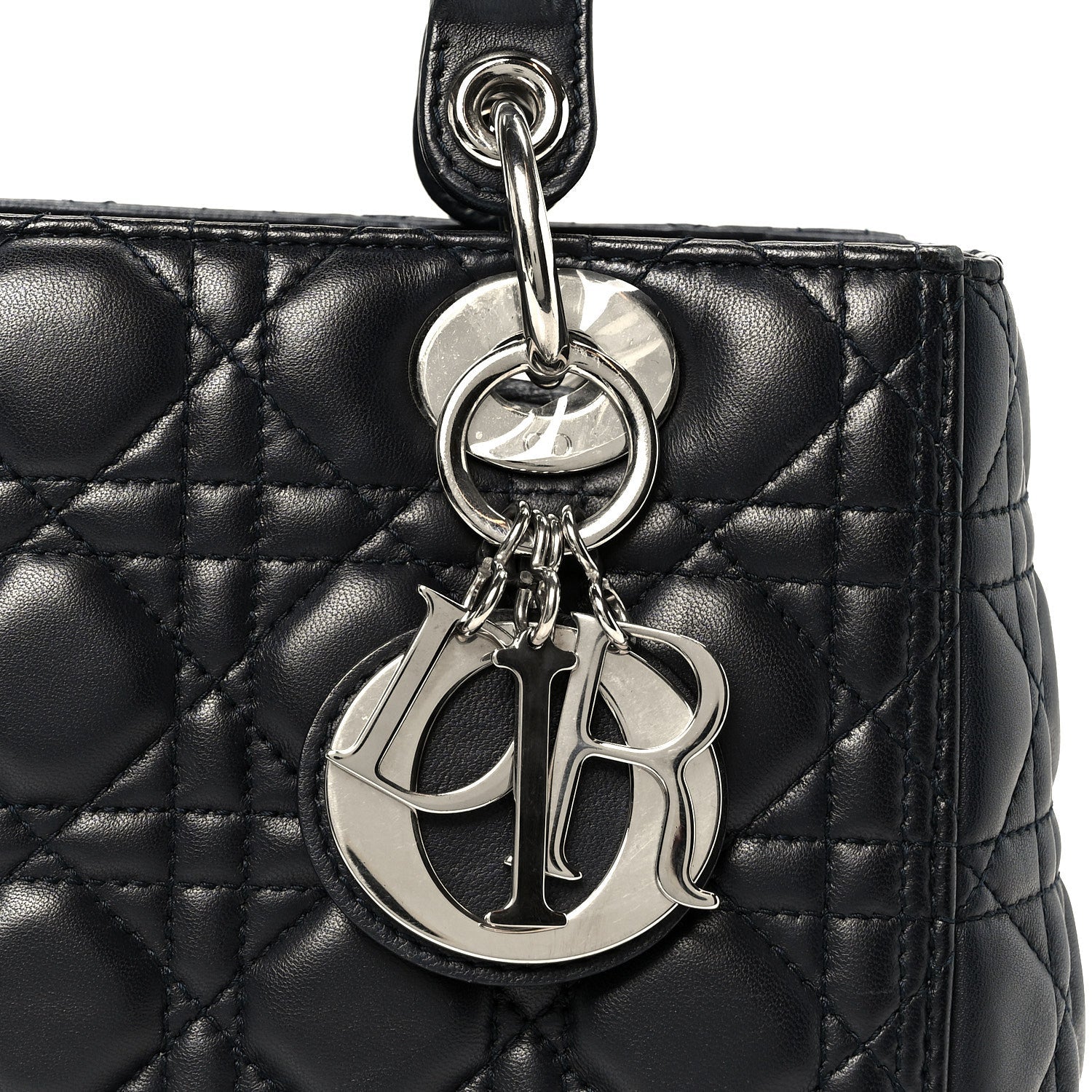 Lambskin Cannage Medium Lady D1OR Navy Blue
