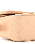 Lambskin Quilted Medium Double Flap Beige