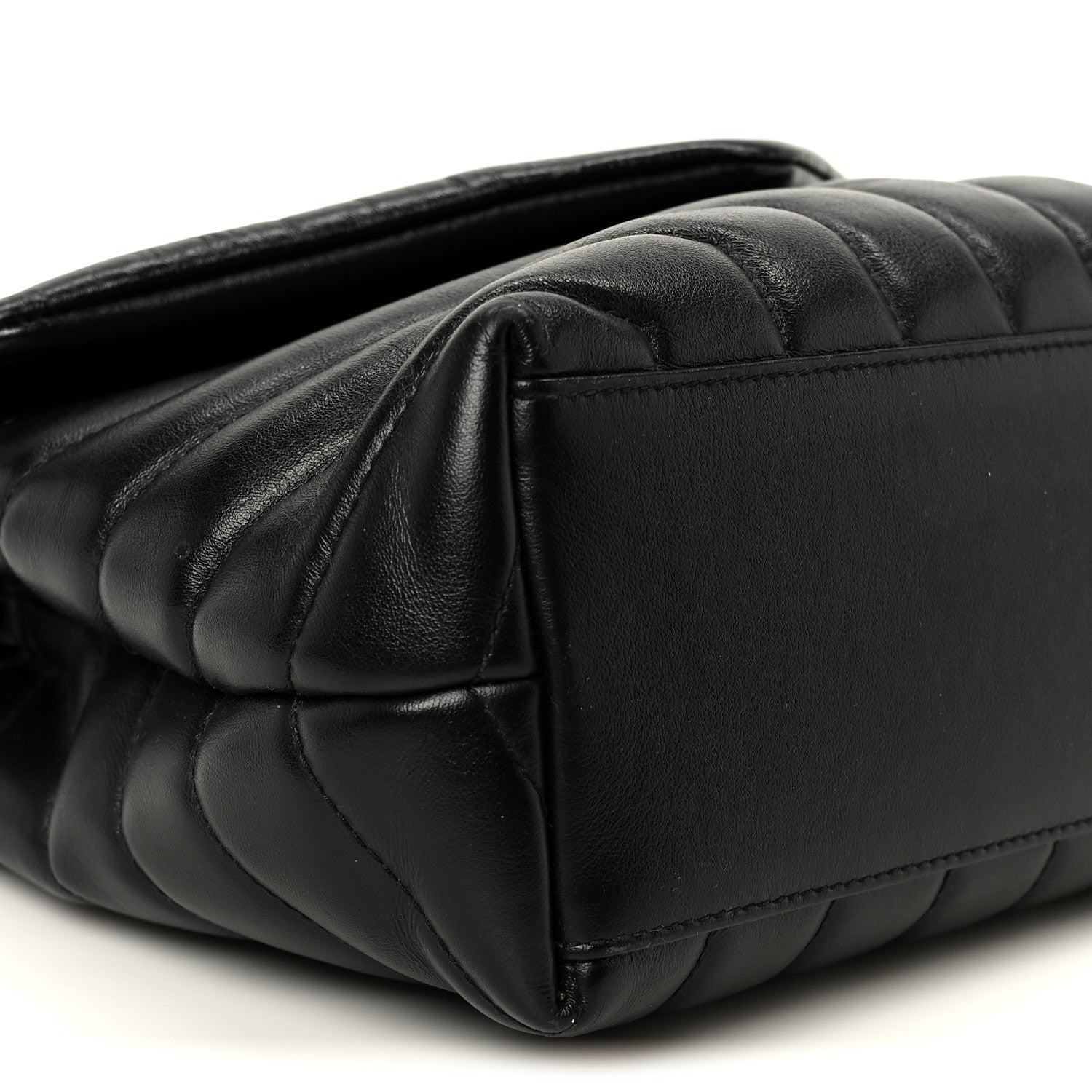 Calfskin Y Quilted Monogram Small Loulou Chain Satchel Black
