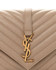 Sheepskin Matelasse Chevron Monogram Medium College Bag Dark Beige
