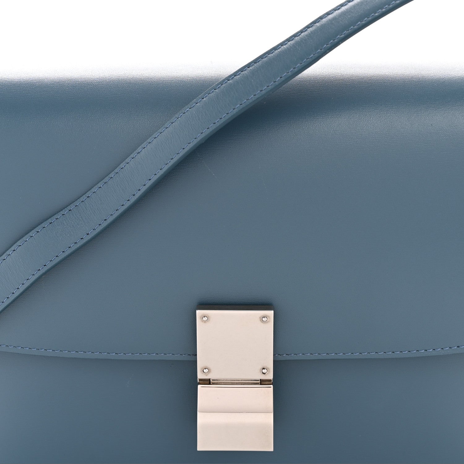 Box Calfskin Medium Classic Box Flap Bag Slate Blue