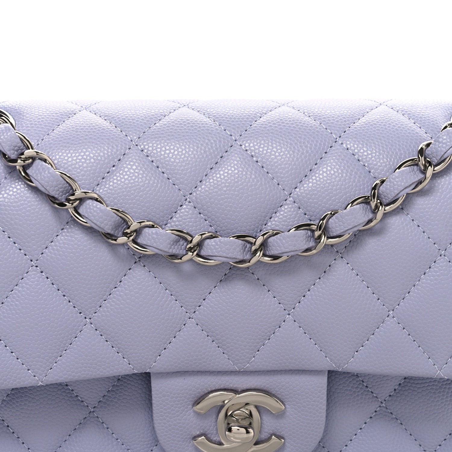 Caviar Quilted Small Double Flap Light Purple