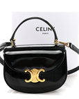 Patent Calfskin Triomphe Mini Besace Clea Black