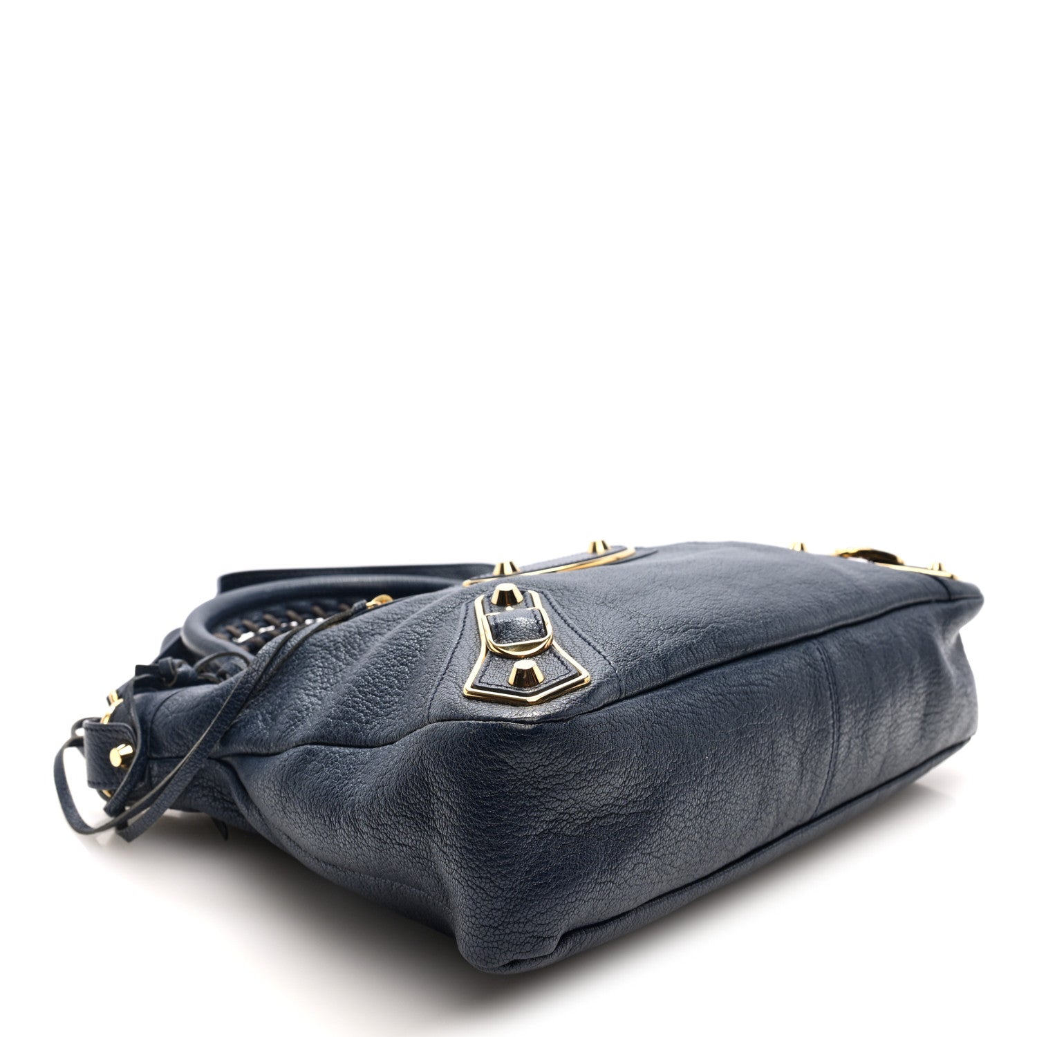 Chevre Gold Metallic Edge Hardware Town Bleu Nuit Dark Sea
