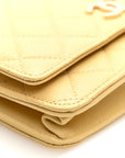 Caviar Quilted Studded CC Wallet on Chain WOC Yellow