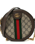 GG Supreme Monogram Web Mini Ophidia Round Shoulder Bag Brown