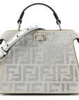 Crystal Vitello Laminato FF Petite Peekaboo I SEE U Satchel Crystal Argento