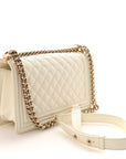 Caviar Quilted Medium Boy Flap White