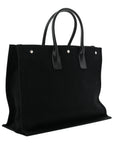 Linen Calfskin Rive Gauche Tote Black