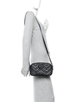 Calfskin Matelasse Monochrome Small GG Marmont Chain Shoulder Bag Black