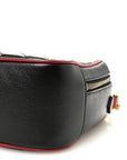 Vintage Effect Calfskin Matelasse Diagonal Small Torchon GG Marmont Bamboo Top Handle Shoulder Bag Black Romantic Cherry