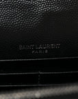 Grain De Poudre Matelasse Chevron Monogram Envelope Chain Wallet Black