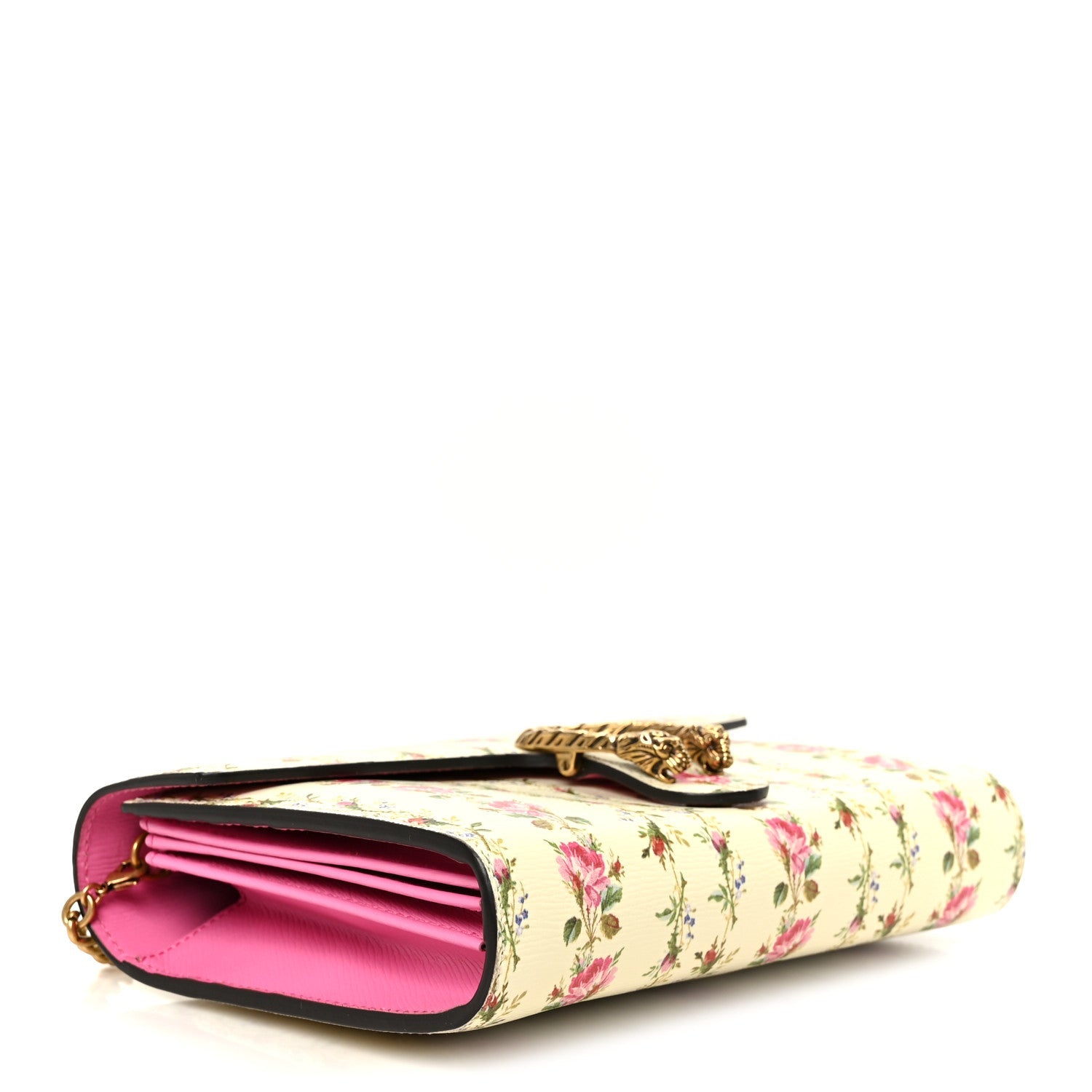 Calfskin Floral Print Mini Dionysus Chain Wallet Ivory Pink