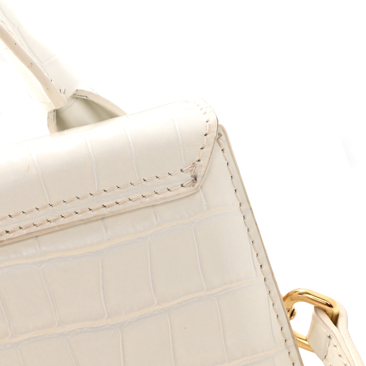 Calfskin Crocodile Embossed Le Chiquito Long White