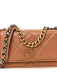Lambskin Quilted CHNL 19 Wallet On Chain WOC Brown