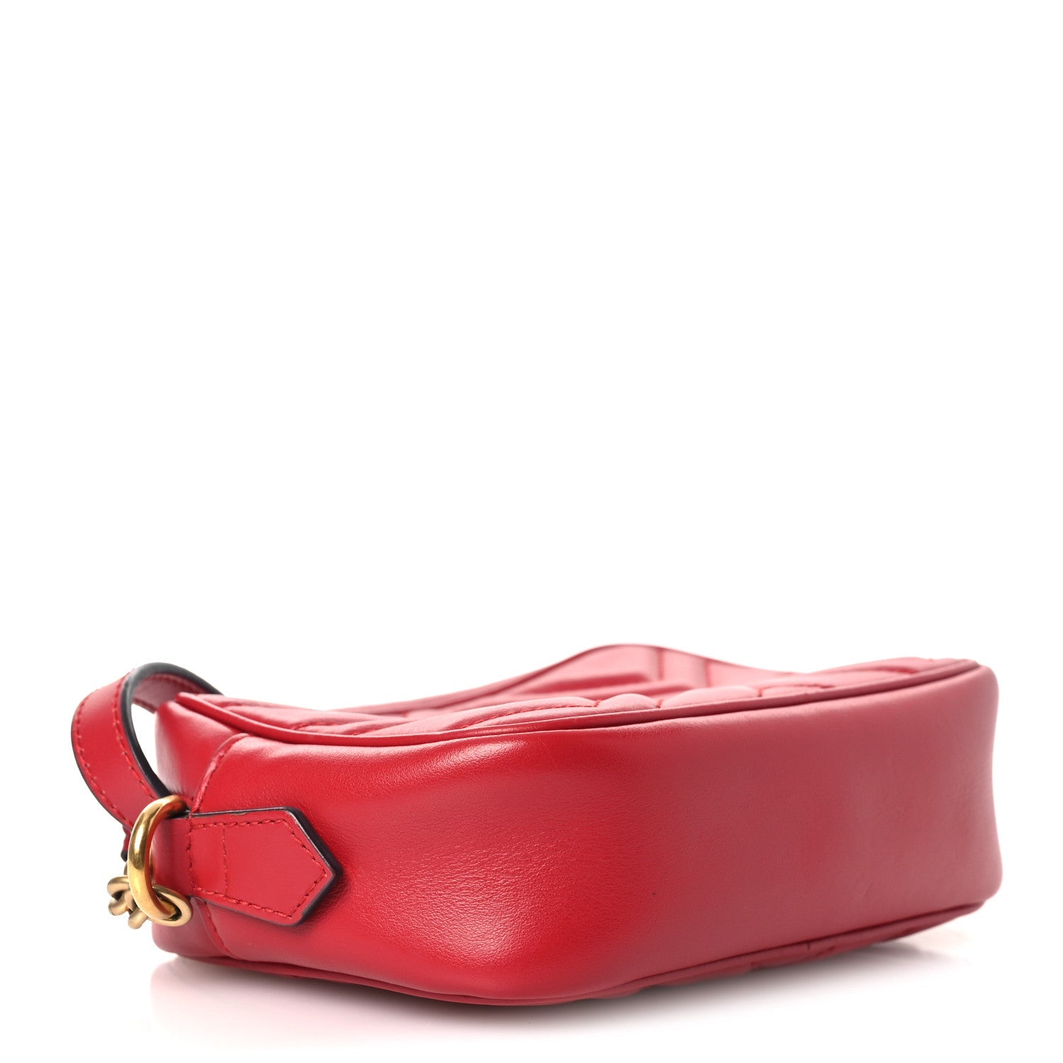 Calfskin Matelasse Mini GG Marmont Chain Shoulder Bag Hibiscus Red