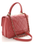 Lambskin Quilted Small Trendy CC Flap Dual Handle Bag Dark Pink