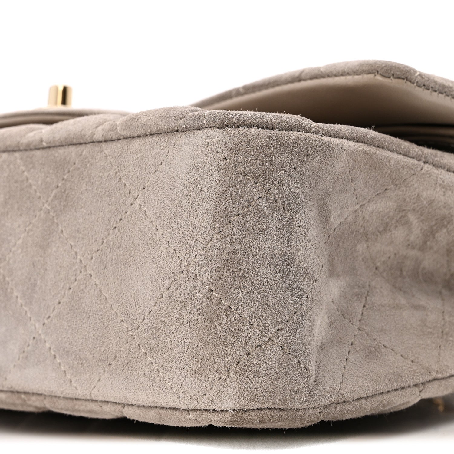 Suede Quilted Medium Double Flap Grey