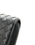 Nappa Intrecciato Zip Around Wallet Black