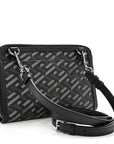 Coated Canvas La Greca Signature  Black Gray