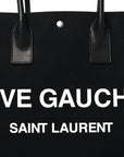 Linen Calfskin Rive Gauche Tote Black