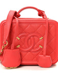 Caviar Quilted Small CC Filigree Vanity Case Red