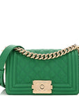 Caviar Quilted Small Boy Flap Green
