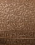 Grain De Poudre Matelasse Chevron Monogram Envelope Chain Wallet Dark Beige
