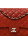 Caviar Quilted Medium Double Flap Red