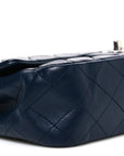 Lambskin Quilted Medium Double Flap Navy