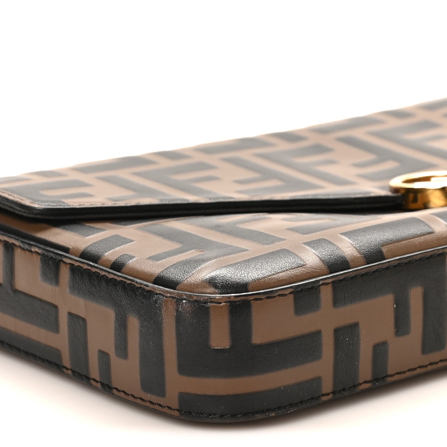 Vitello Soft F is FNDI Bi-Color FF 1974 Embossed Envelope Wallet On Chain with Pouches Maya Black