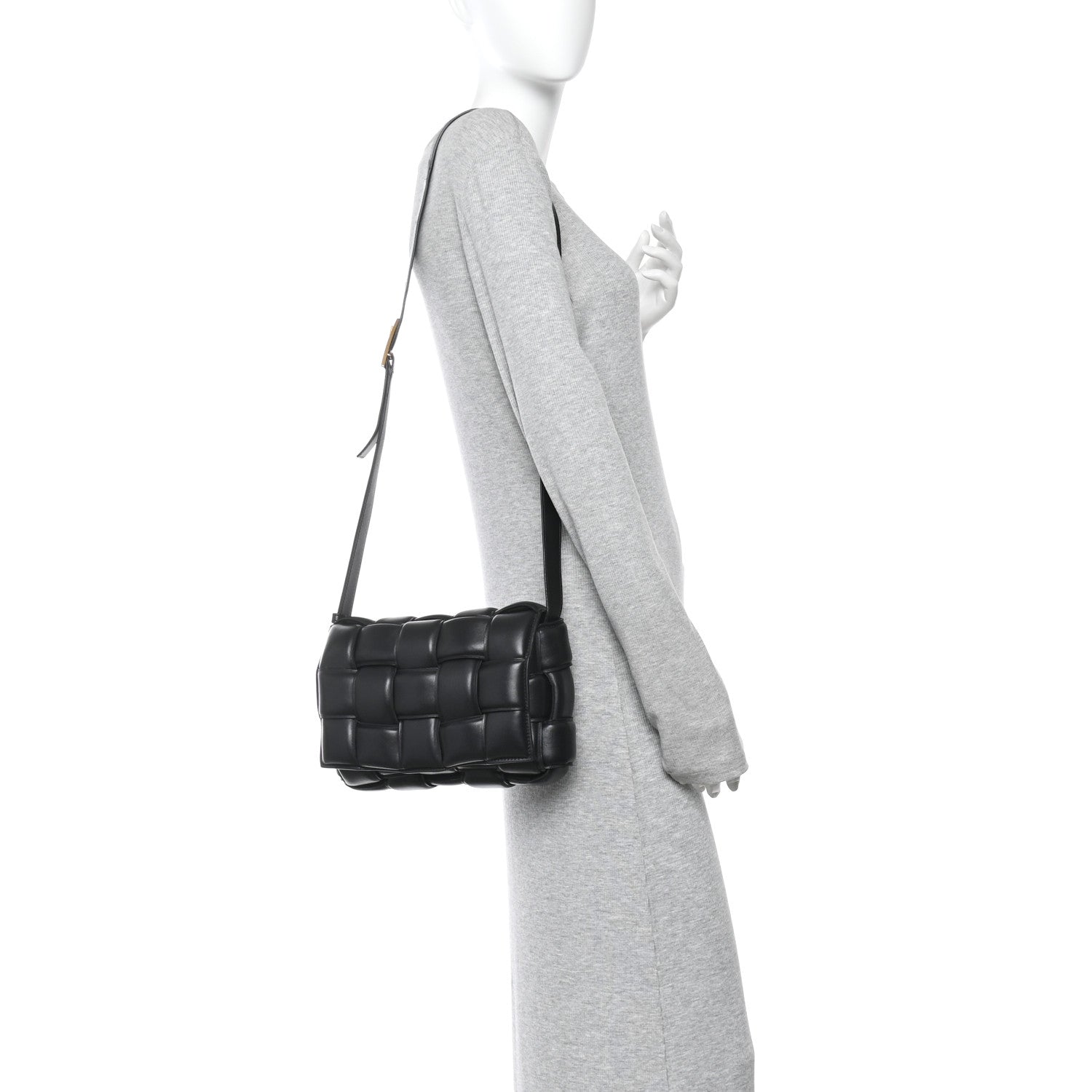 Nappa Maxi Intreccio Padded Cassette Crossbody Bag Black