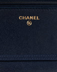 Lambskin Quilted Hold The Line Wallet On Chain WOC Dark Blue