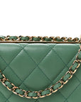 Lambskin Quilted Trendy CC Wallet On Chain WOC Green