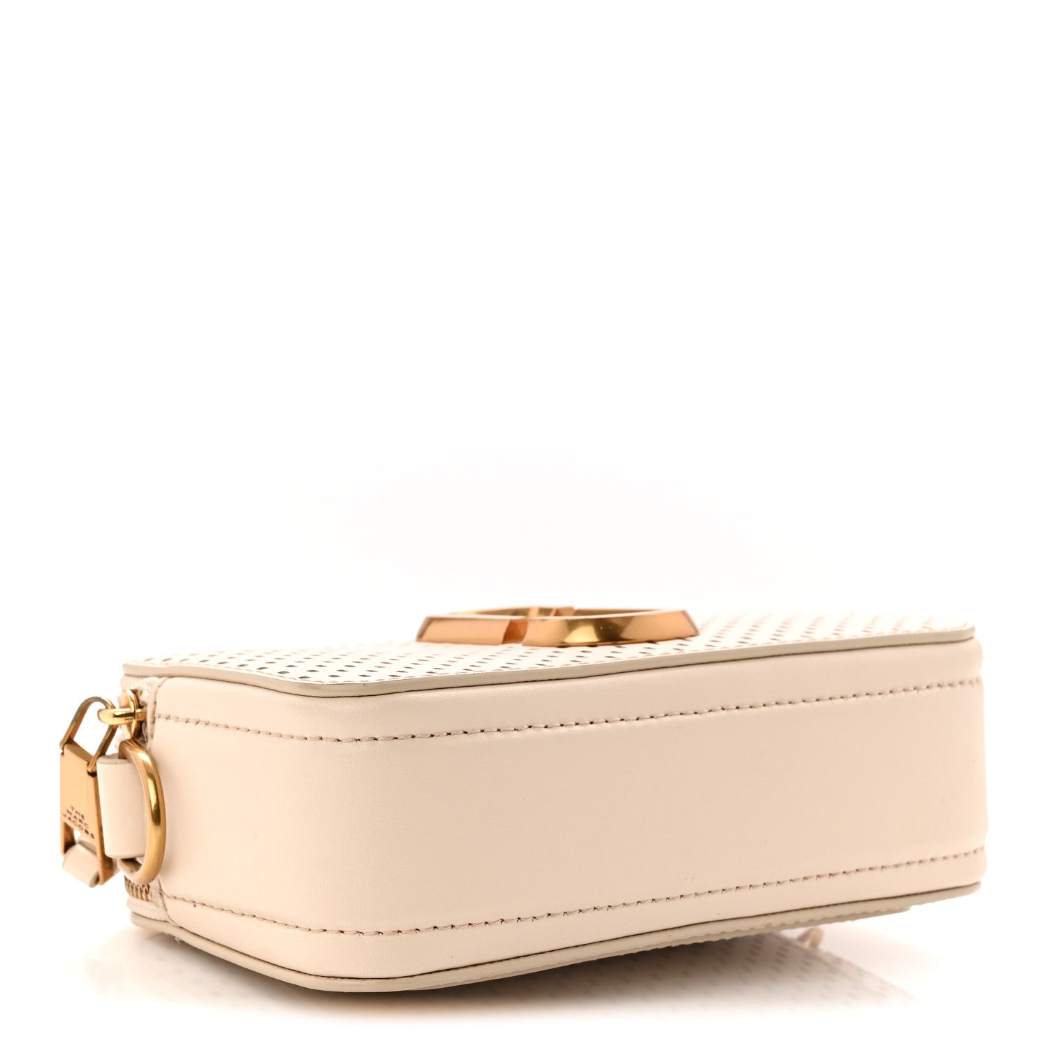 Perforated Calfskin Small Snapshot Camera Bag Tapioca