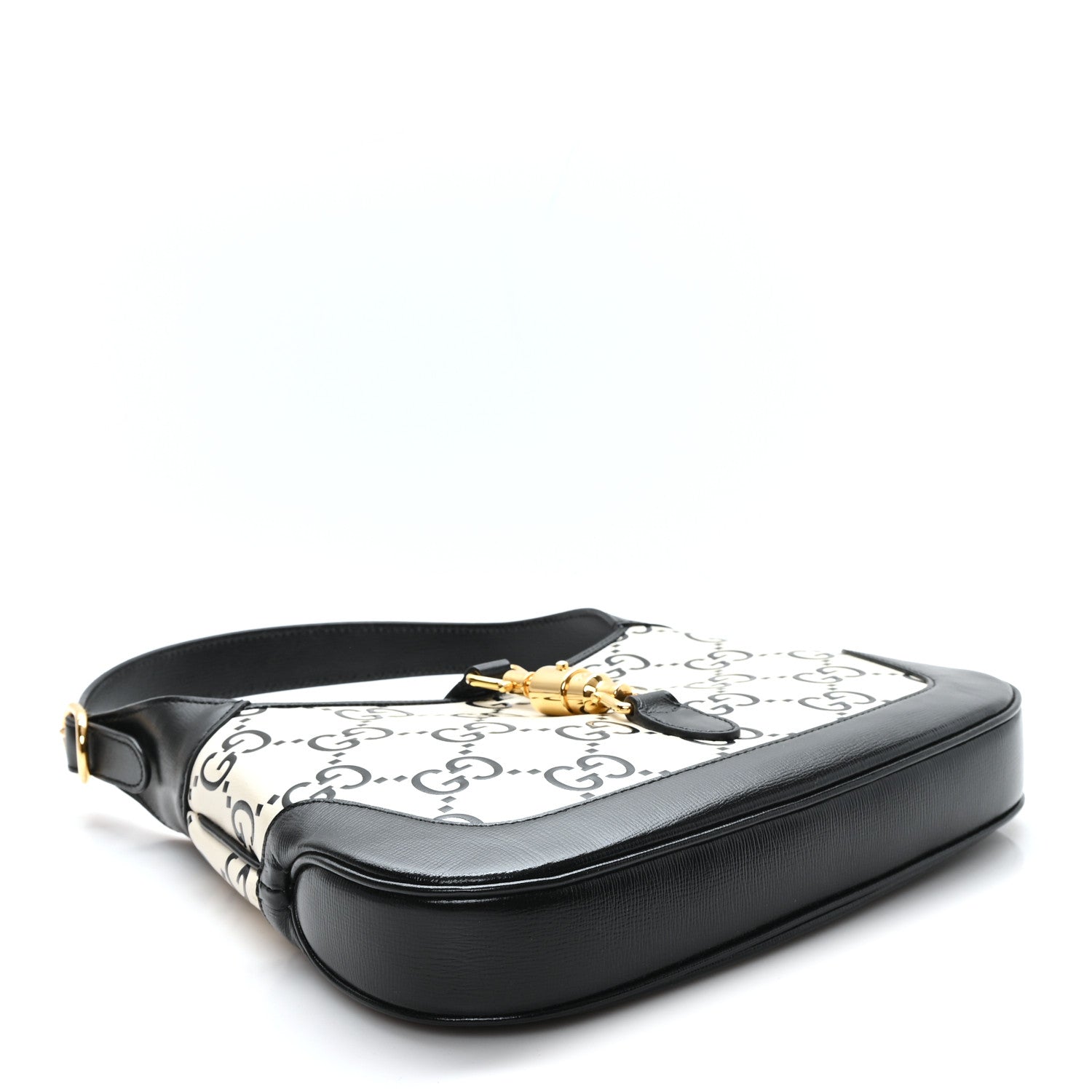 Azalea Calfskin GG Monogram Bi-Color Debossed Small Jackie 1961 Hobo Mystic White Black