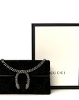Velvet Skipper Crystal GG Monogram Super Mini Dionysus Shoulder Bag Black