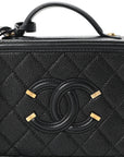 Caviar Quilted Small CC Filigree Vanity Case Black