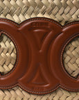 Raffia Calfskin Triomphe Medium Panier Tan