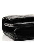 Lambskin Quilted Top Handle Trendy CC Wallet On Chain WOC Black