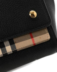 Coated Canvas Calfskin Vintage Check Medium Note Crossbody Bag Black