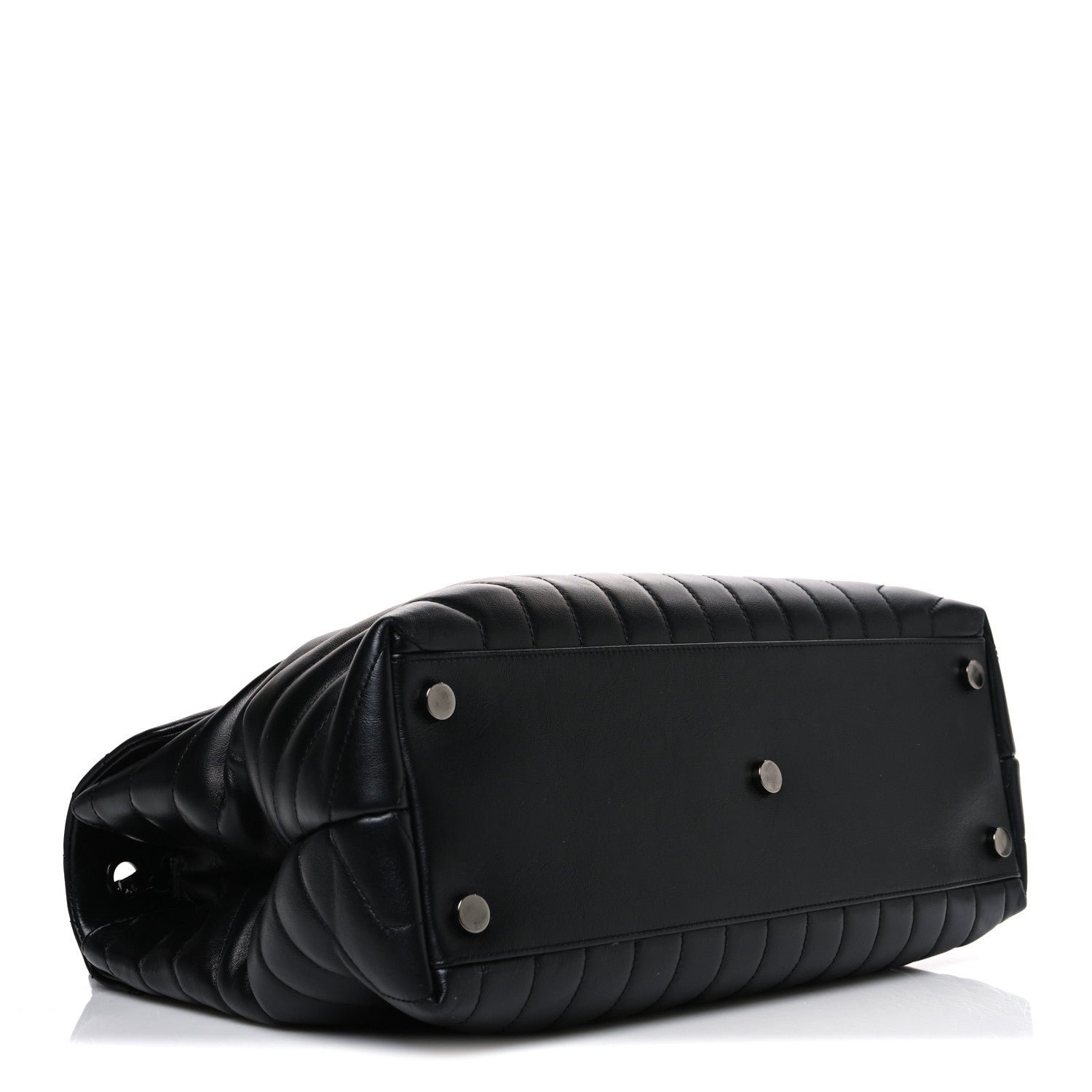 Calfskin Y Quilted Monogram Monochrome Large Loulou Chain Satchel Black