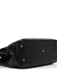 Calfskin Y Quilted Monogram Monochrome Large Loulou Chain Satchel Black