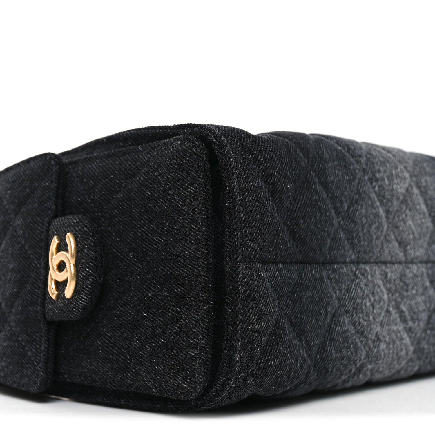 Washed Denim Quilted Mini CHNL 25 Handbag Black