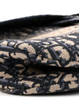 Oblique Embroidered Saddle Bag Blue