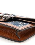 New Denim GG Monogram Dollar Calfskin Enamel Super Mini Dionysus Shoulder Bag Blue Tea Cuir Epilog Electric Blue