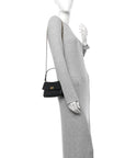 Natural Smooth Calfskin Nano Rodeo Top Handle Handbag Black
